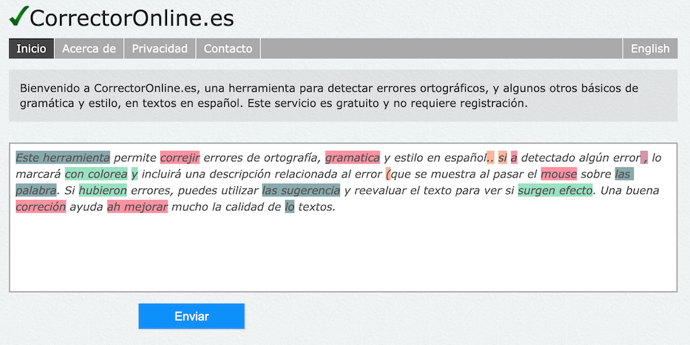 CorrectorOnline.es, corrector ortográfico online de castellano