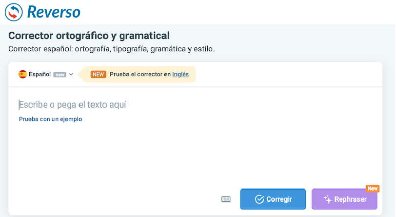 Reverso, corrector ortográfico online de castellano